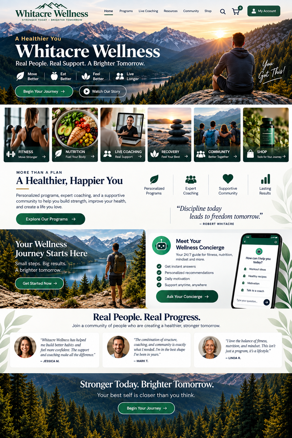 Whitacre Wellness approved homepage design